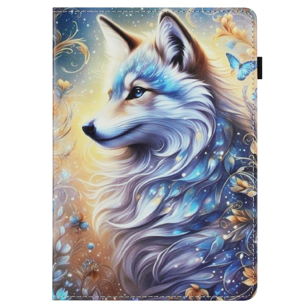 For Lenovo M10 Plus TB-X606F Case Pattern Leather Tablet Cover with Auto Sleep / Wake, Card Holder - White Wolf