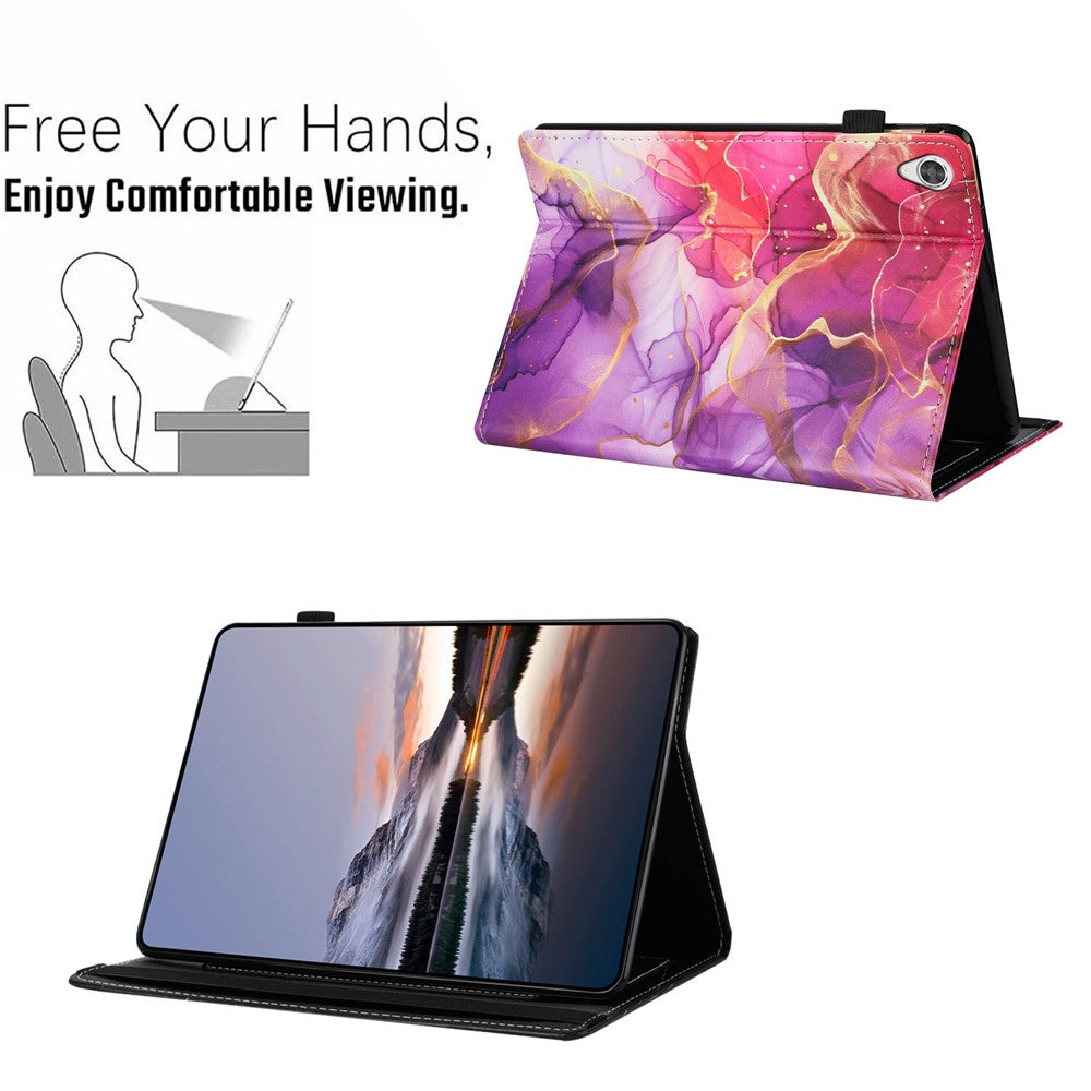 For Lenovo Tab M10 HD Gen 2 Case Pattern Leather Tablet Cover with Auto Sleep / Wake, Card Holder - Pink Gold Marble