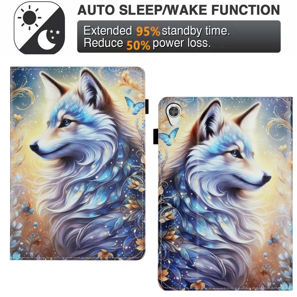For Lenovo Tab M10 HD Gen 2 Case Pattern Leather Tablet Cover with Auto Sleep / Wake, Card Holder - White Wolf
