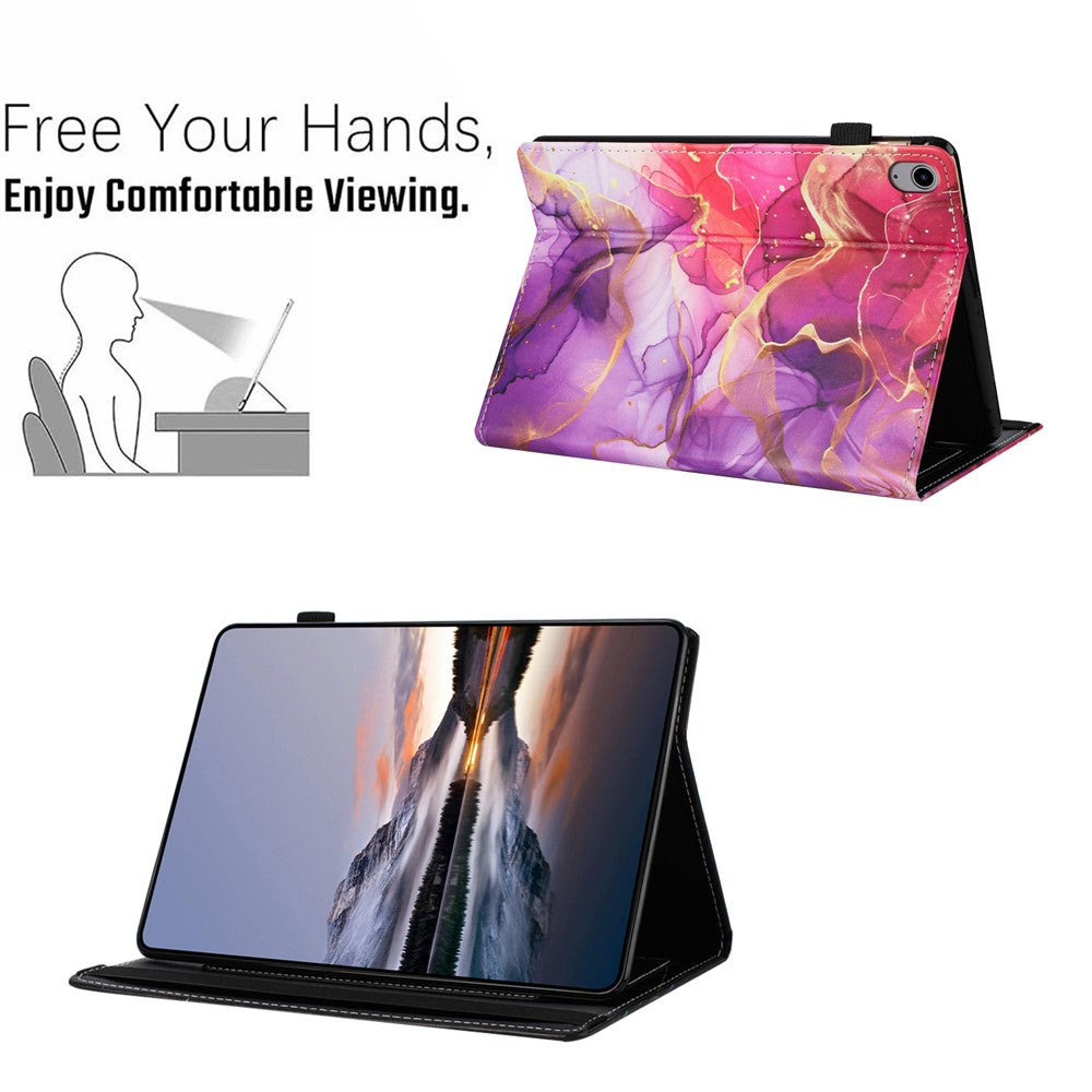 For Lenovo Tab P11 TB-J606F Case Pattern Leather Tablet Cover with Auto Sleep / Wake, Card Holder - Pink Gold Marble