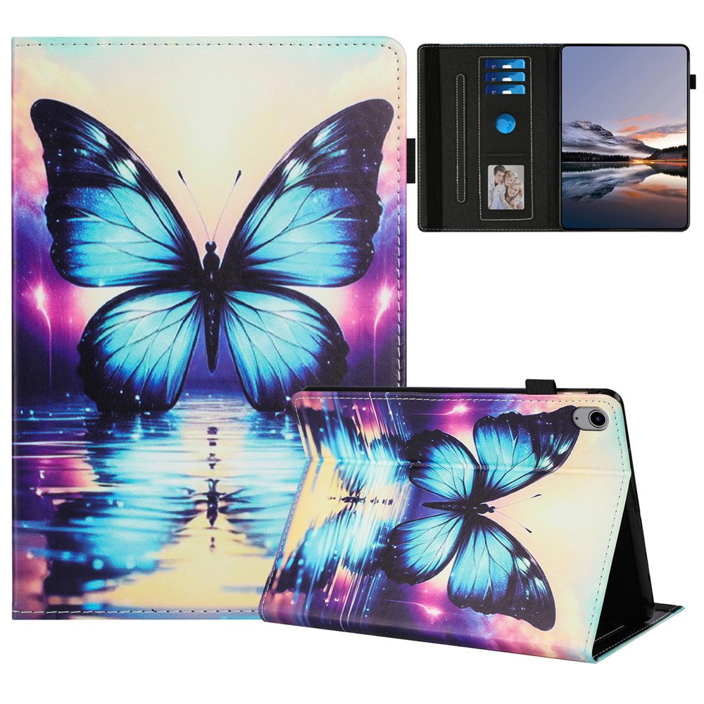 For Lenovo Tab P11 TB-J606F Case Pattern Leather Tablet Cover with Auto Sleep / Wake, Card Holder - Butterfly Reflection