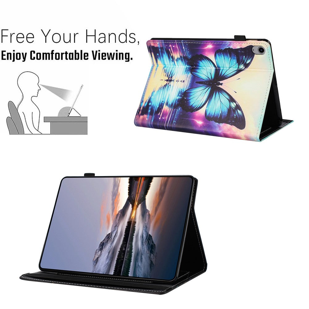 For Lenovo Tab P11 TB-J606F Case Pattern Leather Tablet Cover with Auto Sleep / Wake, Card Holder - Butterfly Reflection