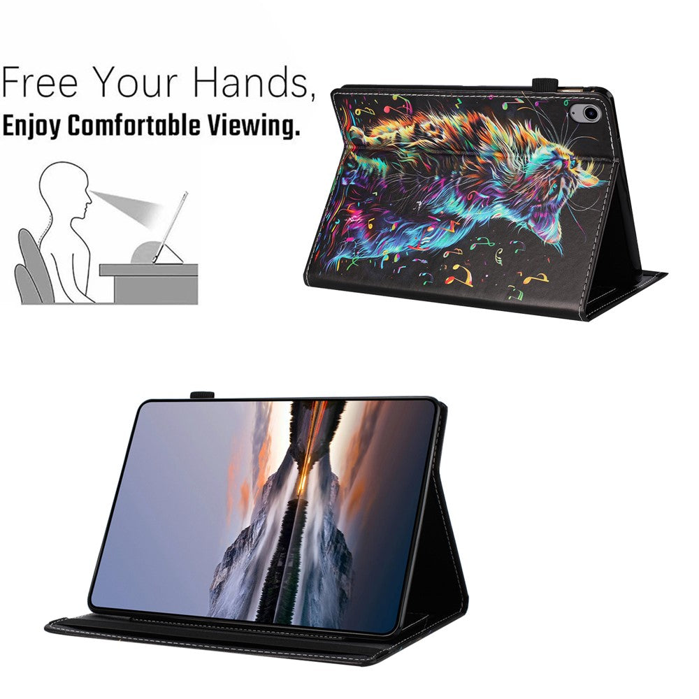 For Lenovo Tab P11 TB-J606F Case Pattern Leather Tablet Cover with Auto Sleep / Wake, Card Holder - Musical Note Cat