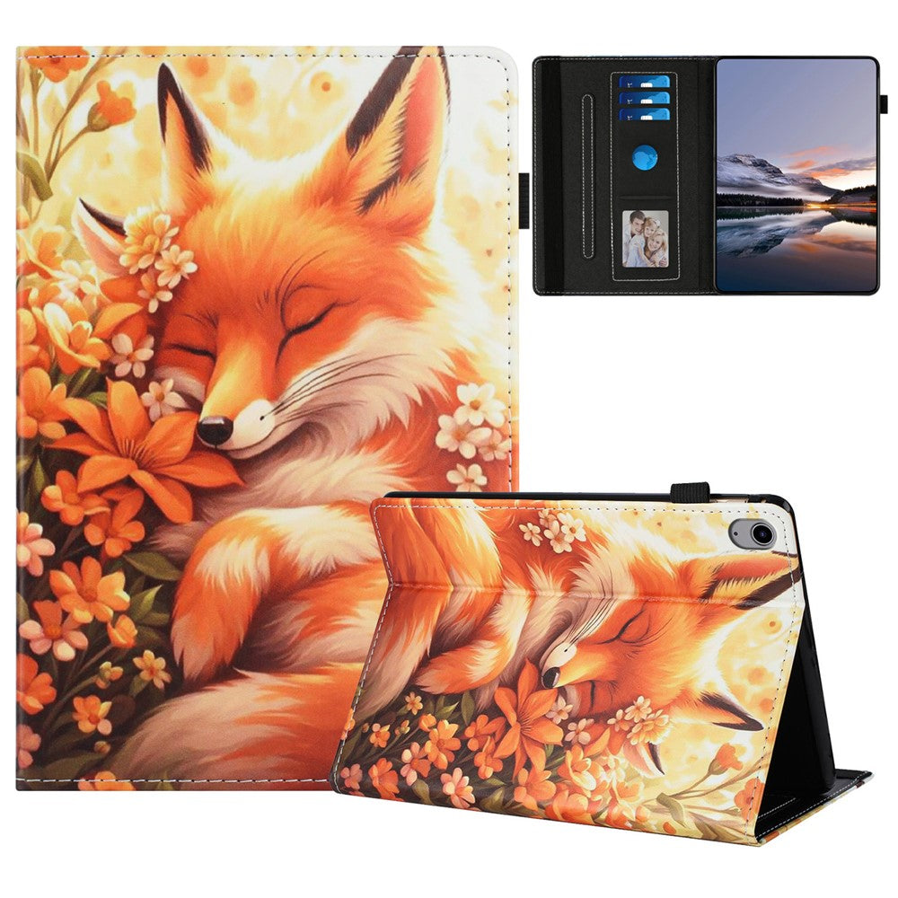 For Lenovo Tab P11 TB-J606F Case Pattern Leather Tablet Cover with Auto Sleep / Wake, Card Holder - White Wolf