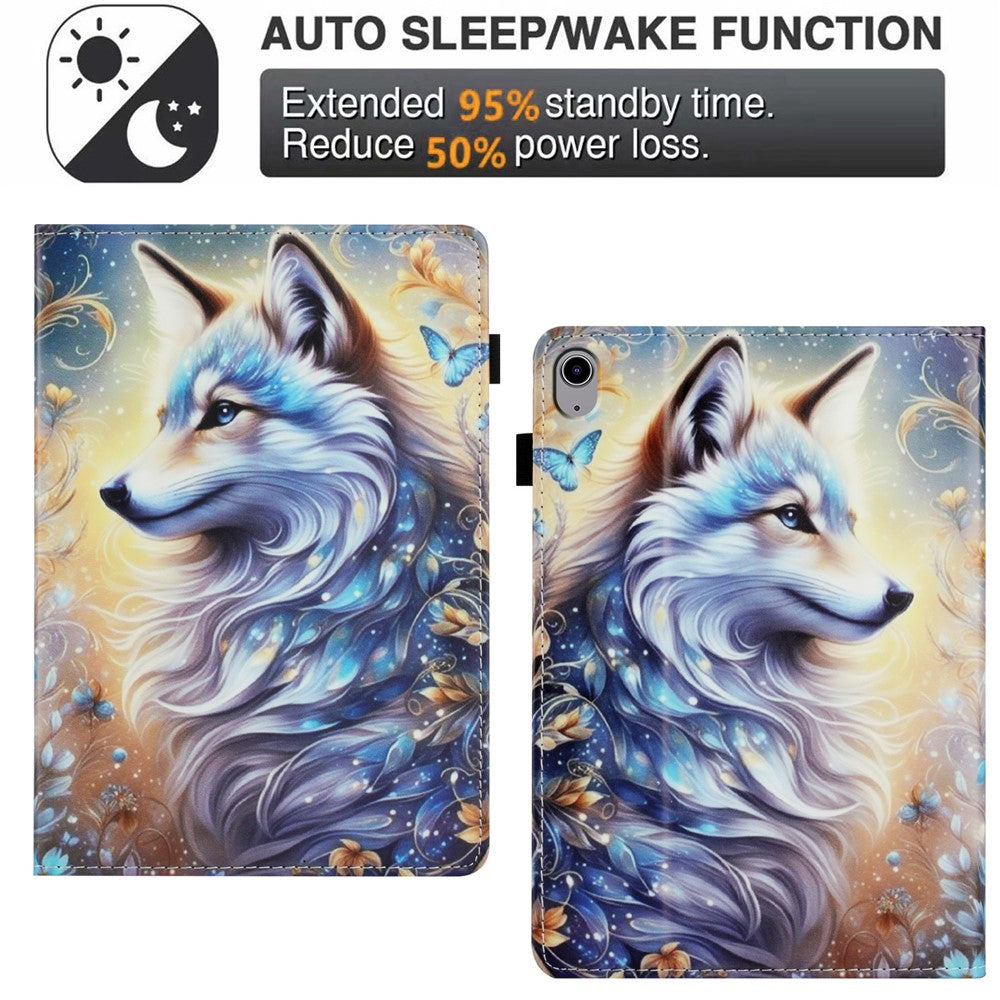 For Lenovo Tab P11 Gen 2 Case Pattern Leather Tablet Cover with Auto Sleep / Wake, Card Holder - White Wolf