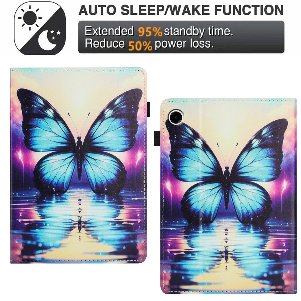For Lenovo Tab M10 Plus (3rd Gen) Case Pattern Leather Tablet Cover with Auto Sleep / Wake, Card Holder - Butterfly Reflection