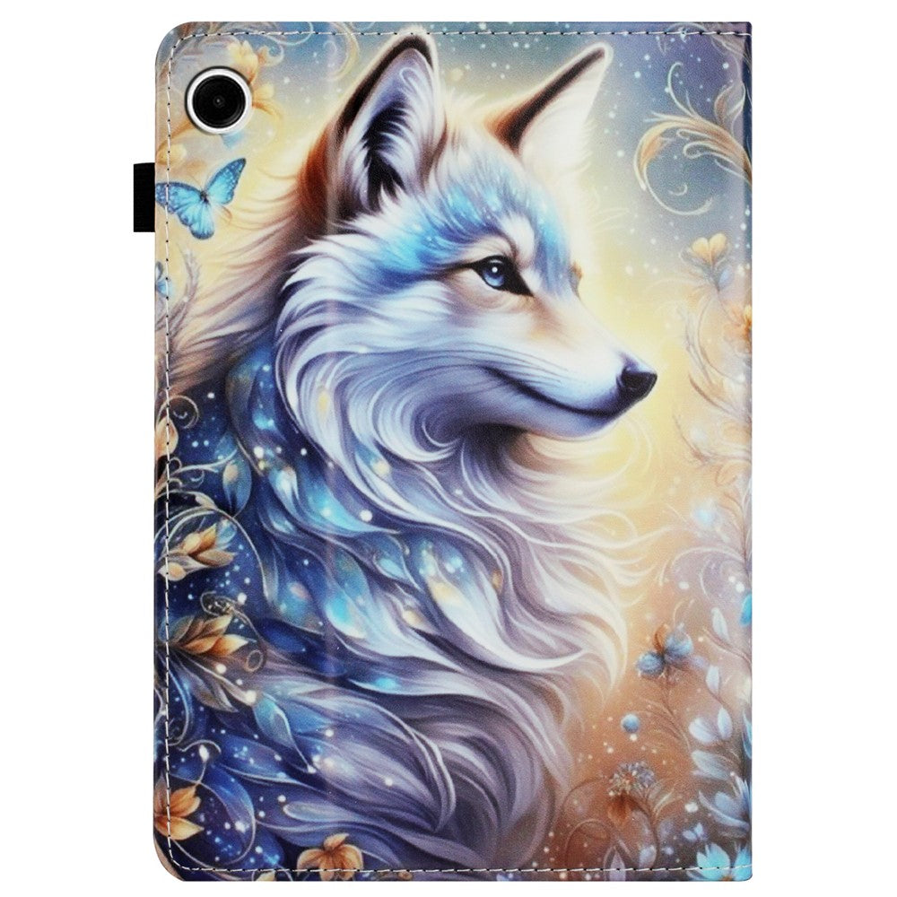 For Lenovo Tab M10 Plus (3rd Gen) Case Pattern Leather Tablet Cover with Auto Sleep / Wake, Card Holder - White Wolf