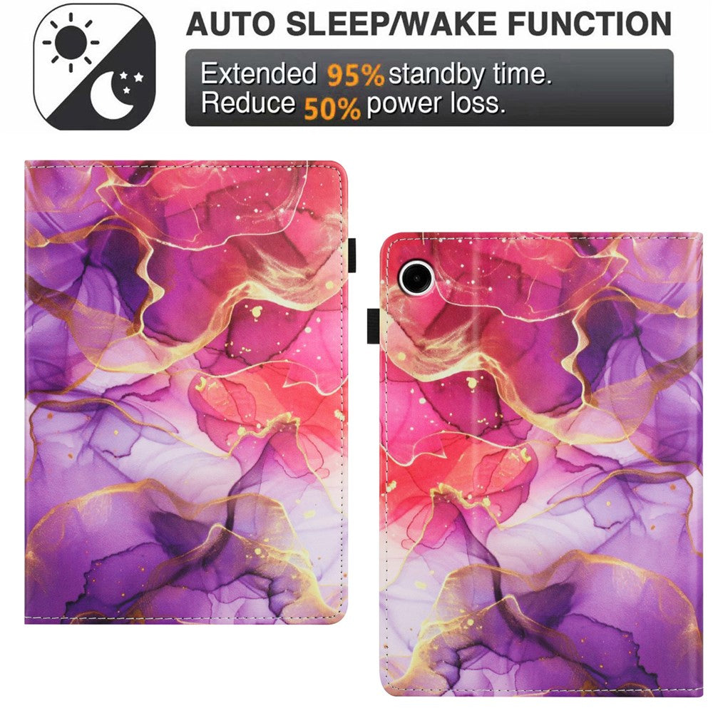 For Lenovo Tab M10 (Gen 3) Case Pattern Leather Tablet Cover with Auto Sleep / Wake, Card Holder - Pink Gold Marble