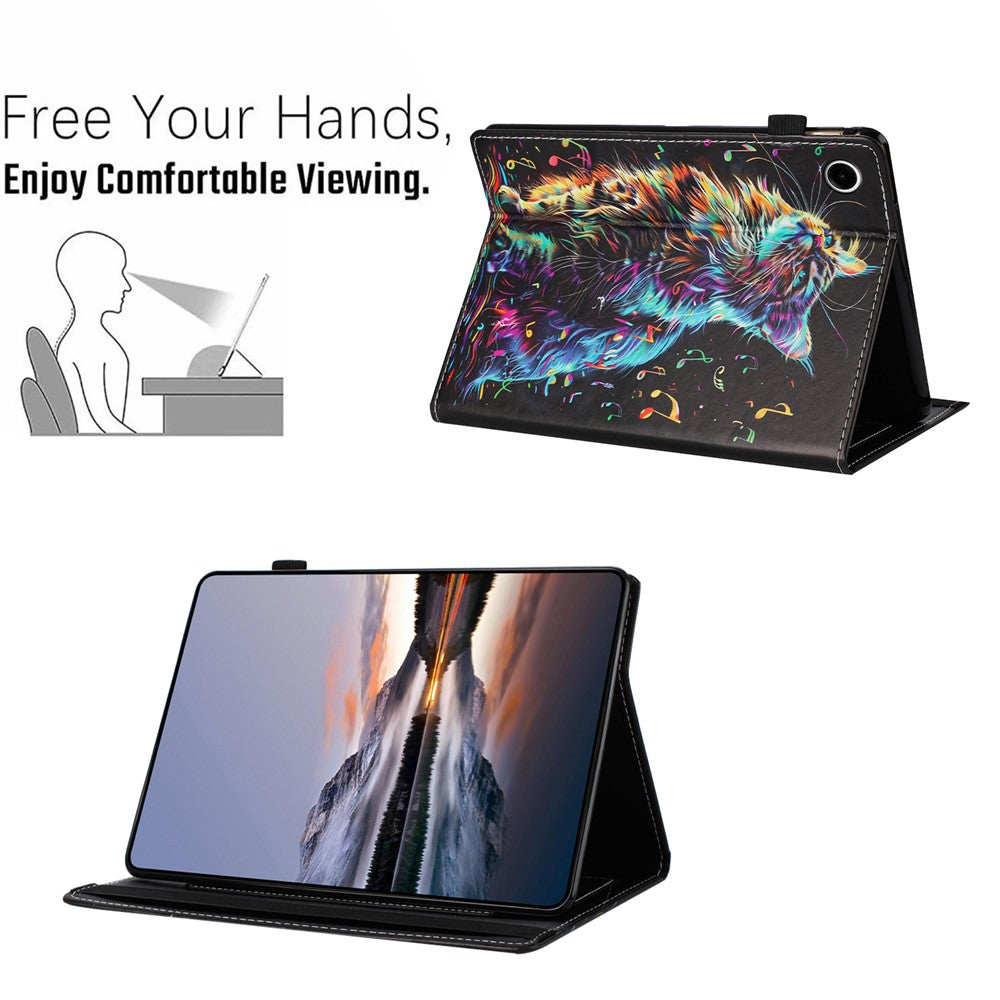 For Lenovo Tab M10 (Gen 3) Case Pattern Leather Tablet Cover with Auto Sleep / Wake, Card Holder - Musical Note Cat