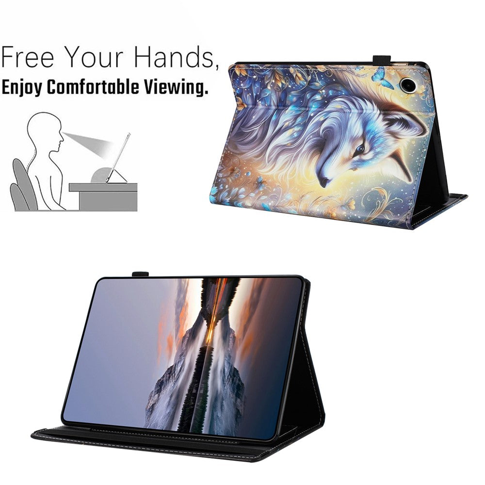 For Lenovo Tab M10 (Gen 3) Case Pattern Leather Tablet Cover with Auto Sleep / Wake, Card Holder - White Wolf