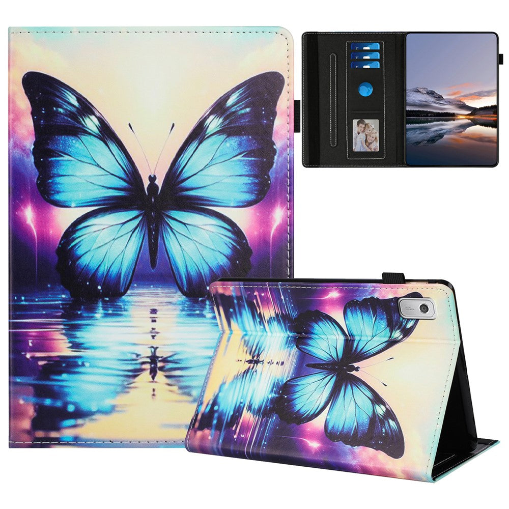 For Lenovo Tab M9 Case Pattern Leather Tablet Cover with Auto Sleep / Wake, Card Holder - Flower Fox