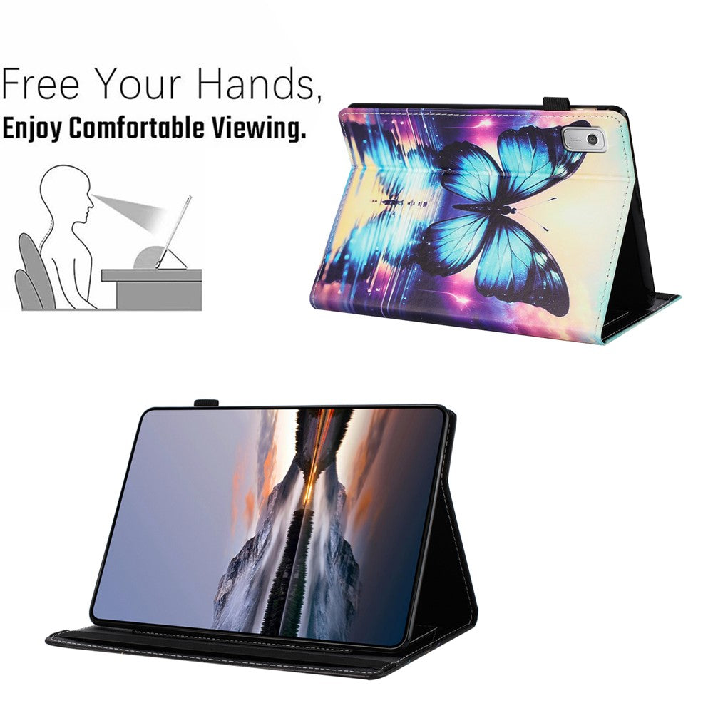 For Lenovo Tab M9 Case Pattern Leather Tablet Cover with Auto Sleep / Wake, Card Holder - Flower Fox