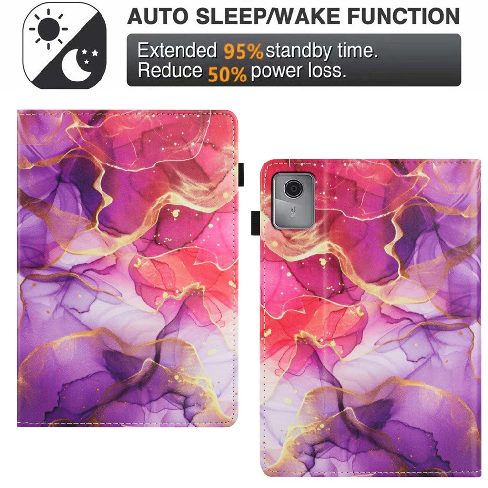 Tablet Case For Lenovo Tab M11 / Xiaoxin Pad 11 2024 Pattern Leather Cover with Auto Sleep / Wake, Card Holder - Pink Gold Marble