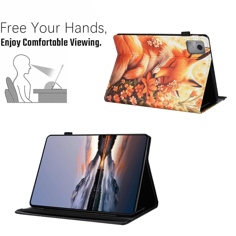 Tablet Case For Lenovo Tab M11 / Xiaoxin Pad 11 2024 Pattern Leather Cover with Auto Sleep / Wake, Card Holder - Musical Note Cat