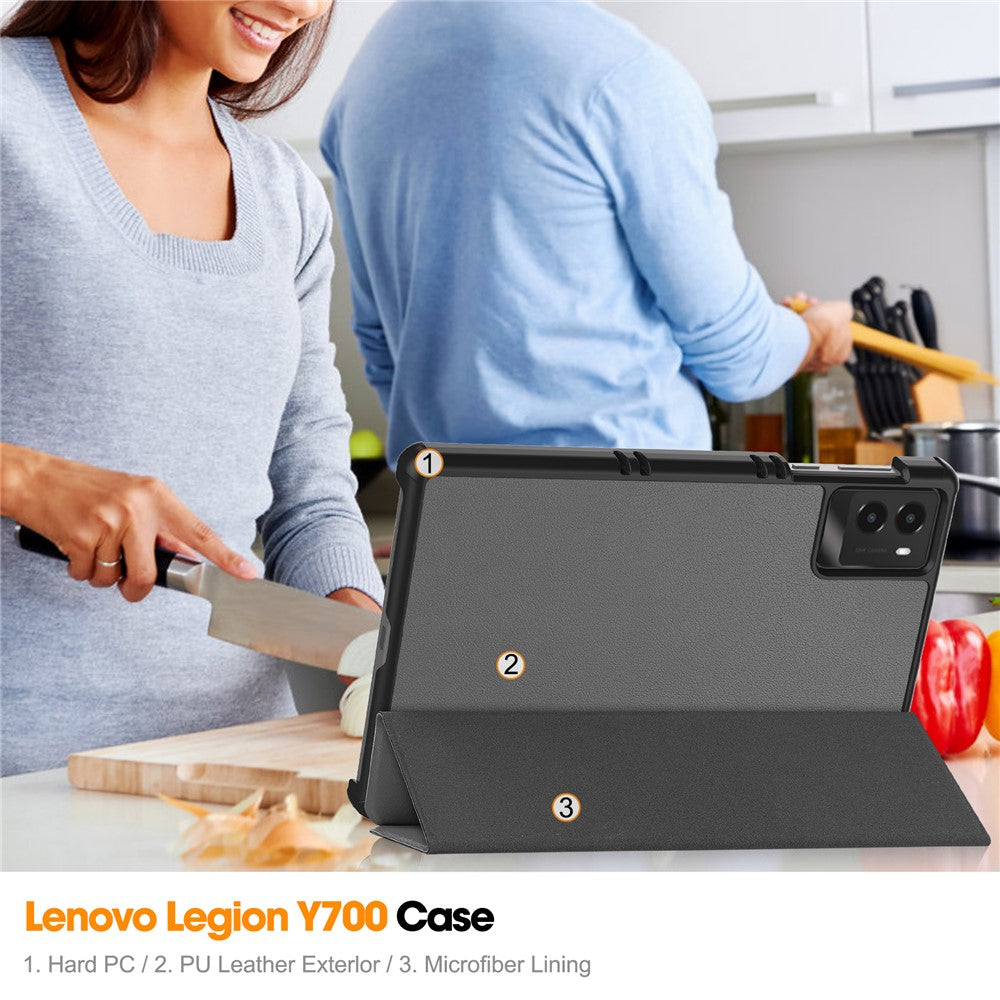For Lenovo Legion Y700 (2025) Case Anti-Drop Leather Stand Tablet Cover - Grey