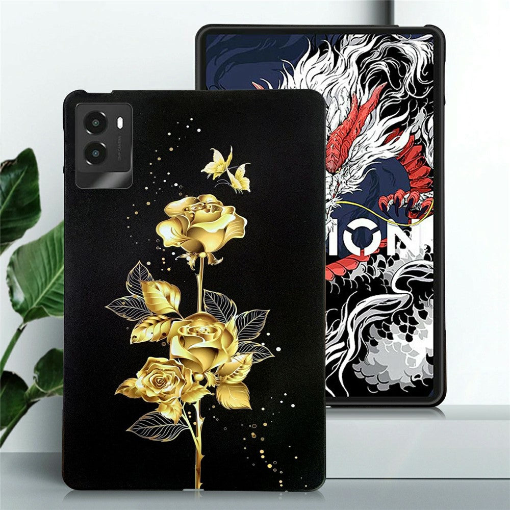 For Lenovo Legion Y700 (2025) TPU Case Pattern Printing Slim Tablet Protective Cover - Golden Butterfly Rose