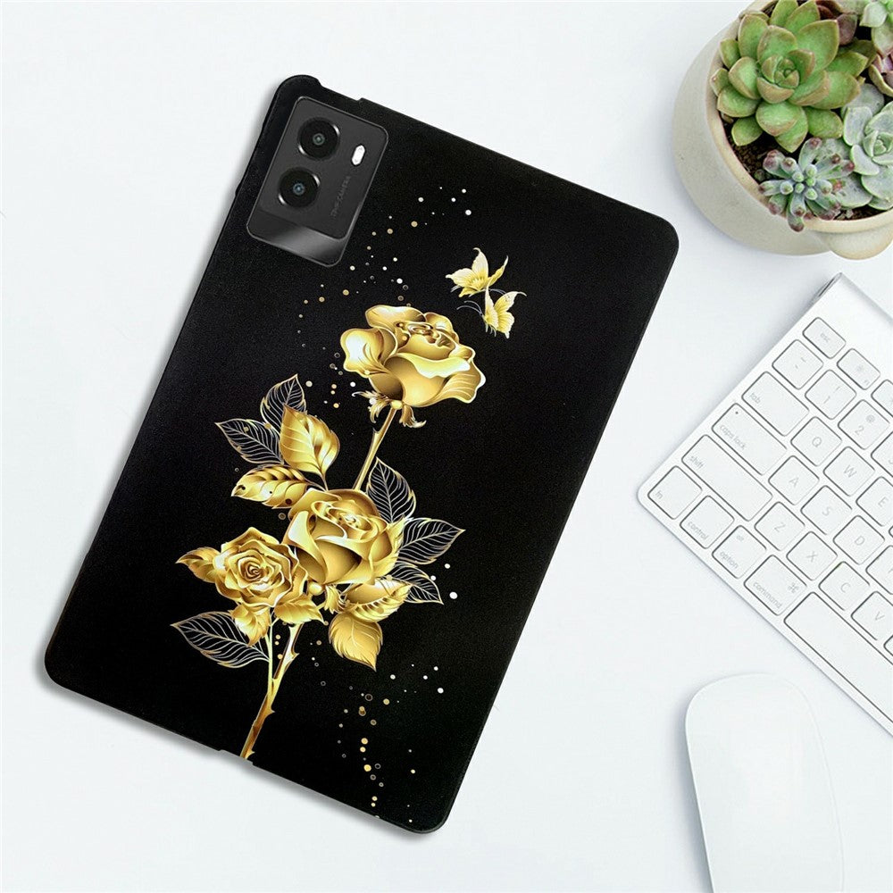 For Lenovo Legion Y700 (2025) TPU Case Pattern Printing Slim Tablet Protective Cover - Golden Butterfly Rose