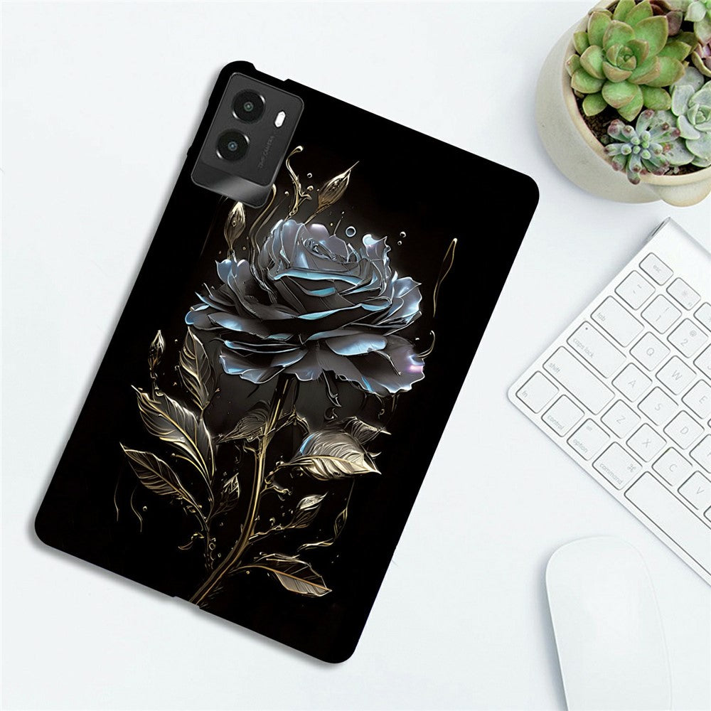 For Lenovo Legion Y700 (2025) TPU Case Pattern Printing Slim Tablet Protective Cover - Black Rose
