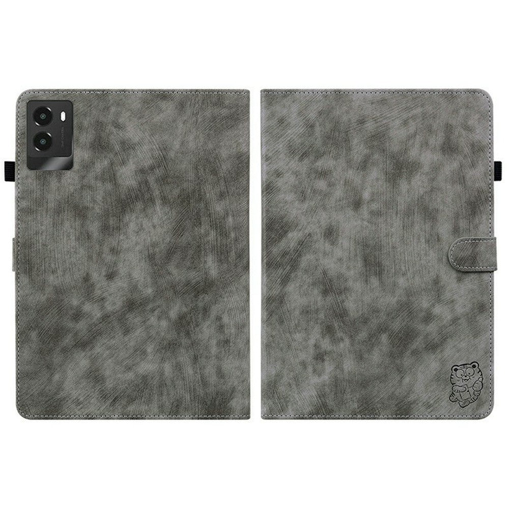 For Lenovo Legion Y700 (2025) Cases Tiger Imprint Anti-Scratch PU Leather Tablet Cover - Grey