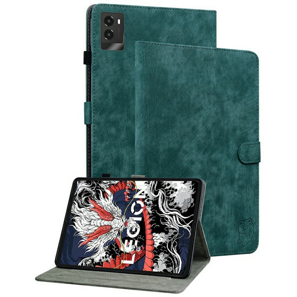 For Lenovo Legion Y700 (2025) Cases Tiger Imprint Anti-Scratch PU Leather Tablet Cover - Green