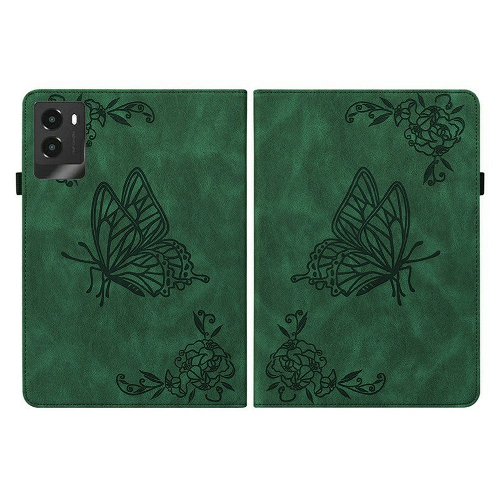 For Lenovo Legion Y700 (2025) Case Butterfly Flower Imprint PU Leather Tablet Cover with Card Slots - Green