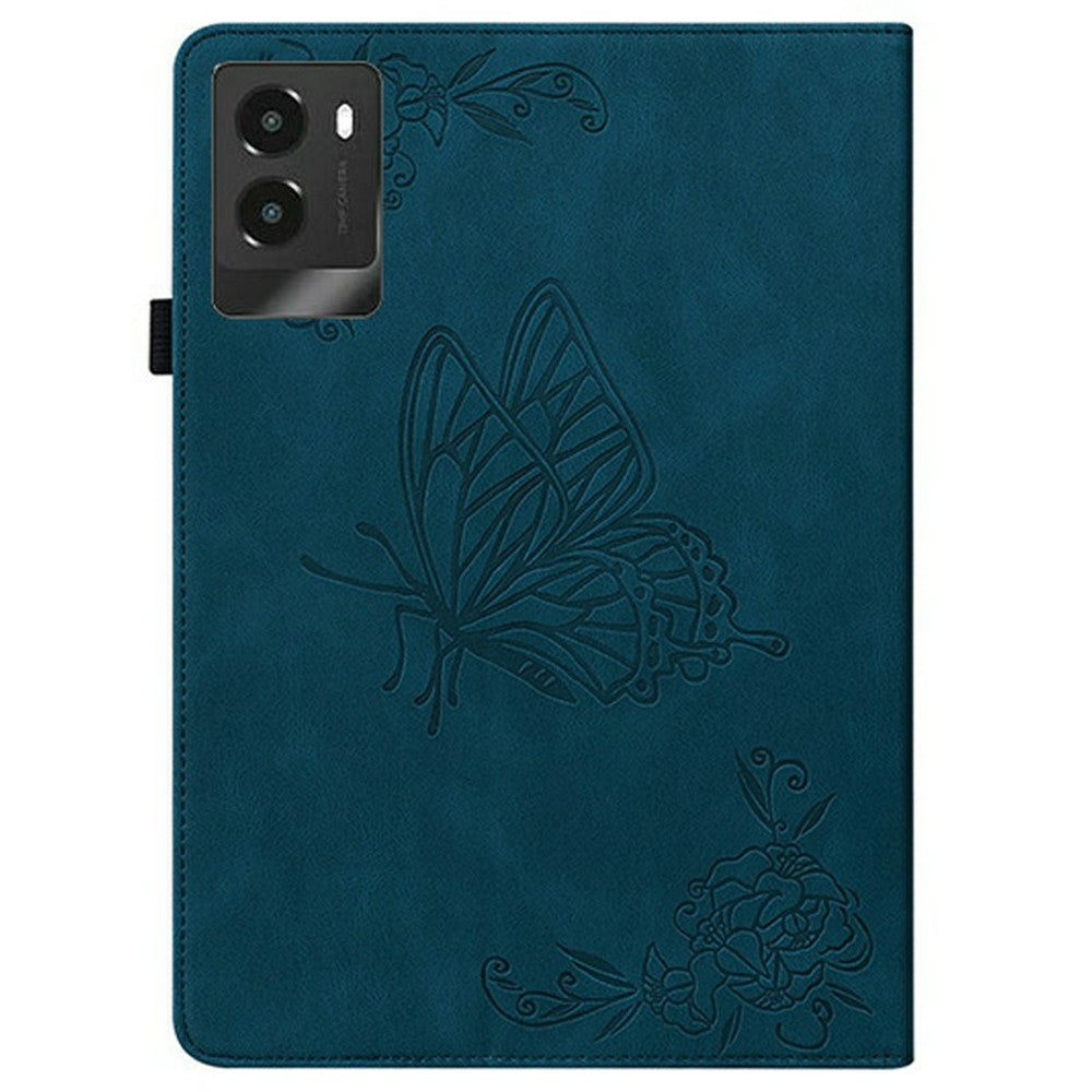 For Lenovo Legion Y700 (2025) Case Butterfly Flower Imprint PU Leather Tablet Cover with Card Slots - Blue