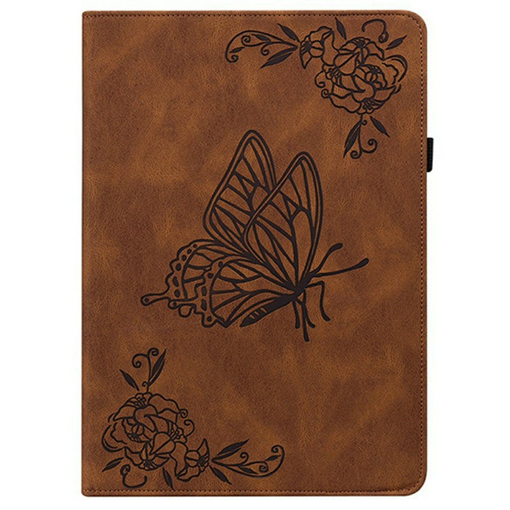 For Lenovo Legion Y700 (2025) Case Butterfly Flower Imprint PU Leather Tablet Cover with Card Slots - Brown