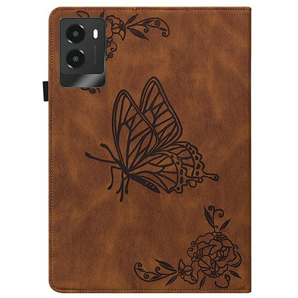 For Lenovo Legion Y700 (2025) Case Butterfly Flower Imprint PU Leather Tablet Cover with Card Slots - Brown
