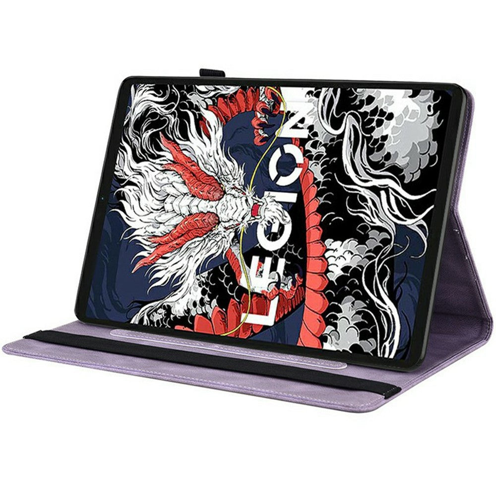 For Lenovo Legion Y700 (2025) Case Butterfly Flower Imprint PU Leather Tablet Cover with Card Slots - Purple
