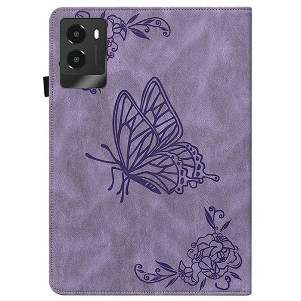 For Lenovo Legion Y700 (2025) Case Butterfly Flower Imprint PU Leather Tablet Cover with Card Slots - Purple