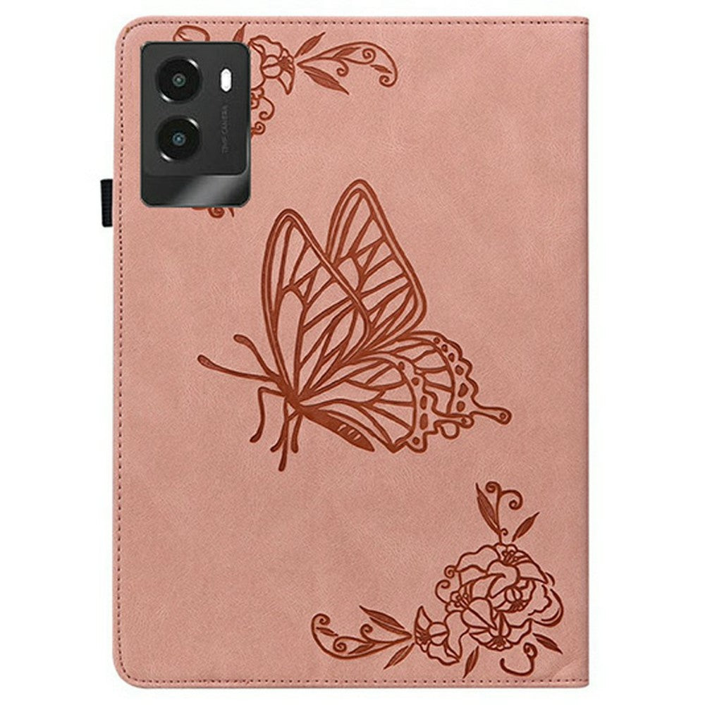 For Lenovo Legion Y700 (2025) Case Butterfly Flower Imprint PU Leather Tablet Cover with Card Slots - Pink