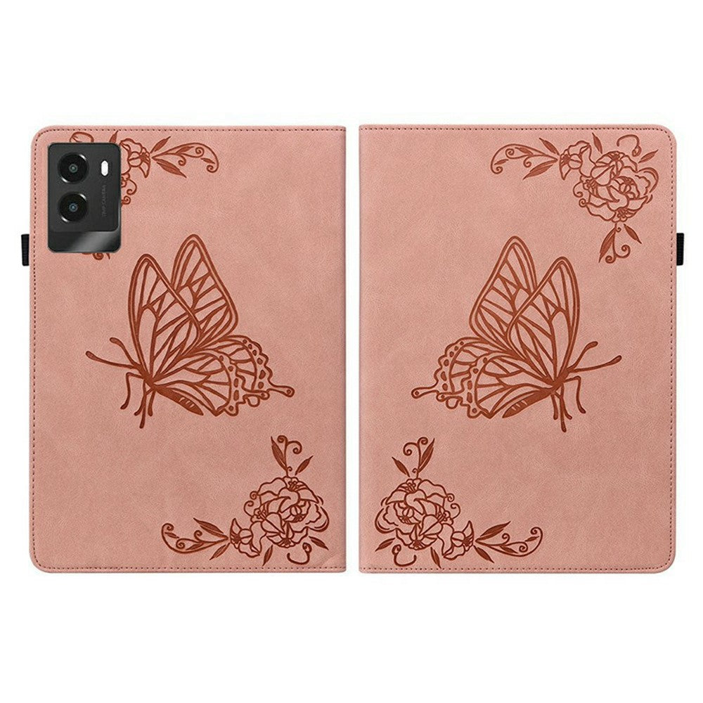 For Lenovo Legion Y700 (2025) Case Butterfly Flower Imprint PU Leather Tablet Cover with Card Slots - Pink