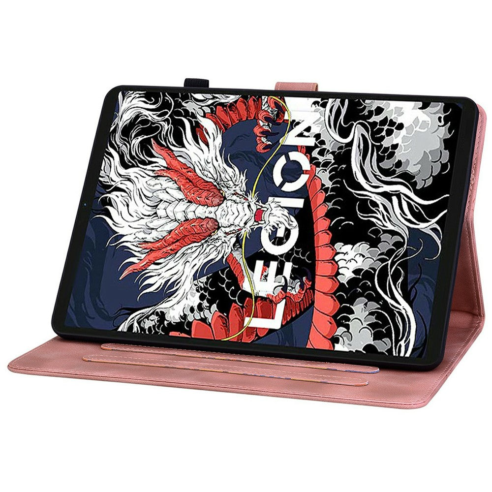 For Lenovo Legion Y700 (2025) Case Lily Flower Imprint Card Slots Leather Tablet Cover - Pink