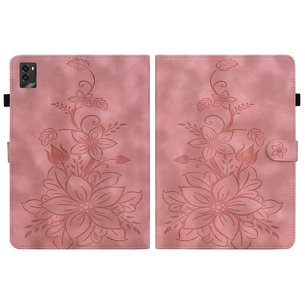 For Lenovo Legion Y700 (2025) Case Lily Flower Imprint Card Slots Leather Tablet Cover - Pink