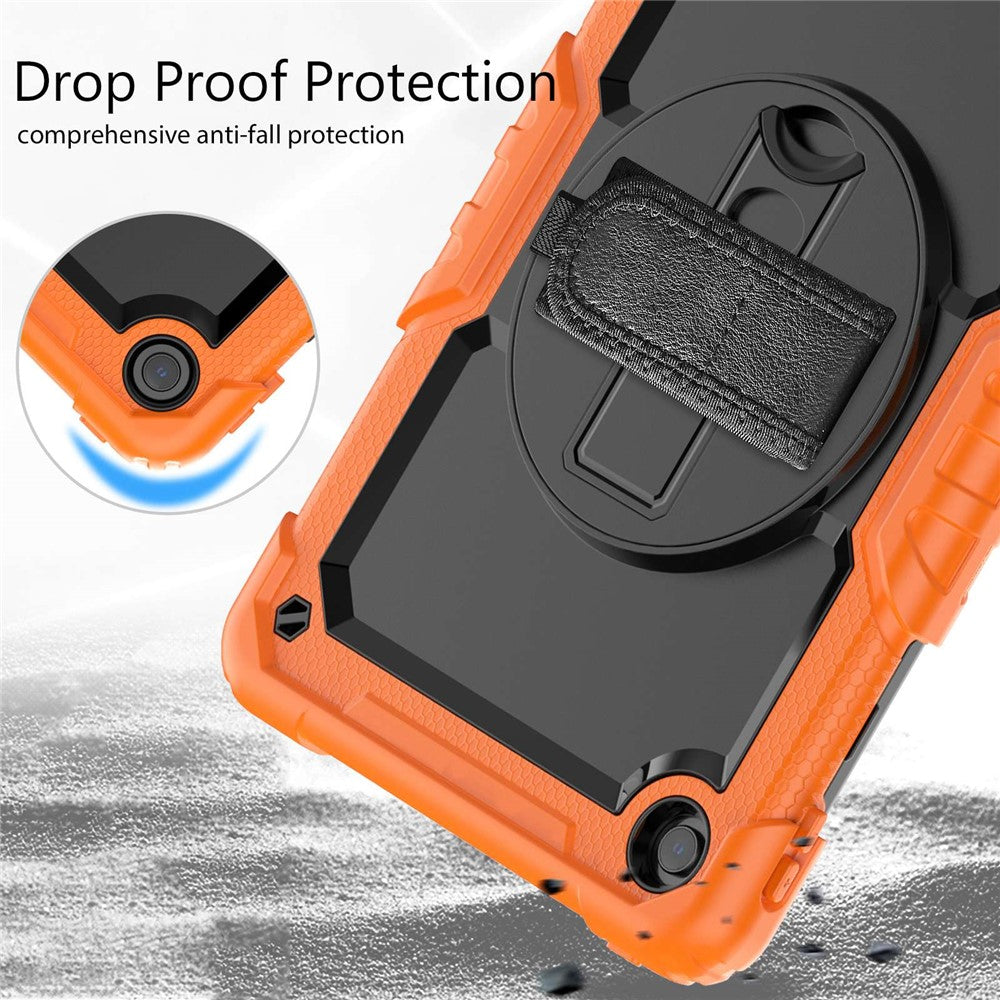 For Lenovo Tab M10 Plus (3rd Gen) / Xiaoxin Pad 2022 10.6 inch 125FU / 128FU Silicone+PC Protective Case with Shoulder Strap Anti-Scratch Cover Shockproof Portable Tablet Kickstand Case - Orange