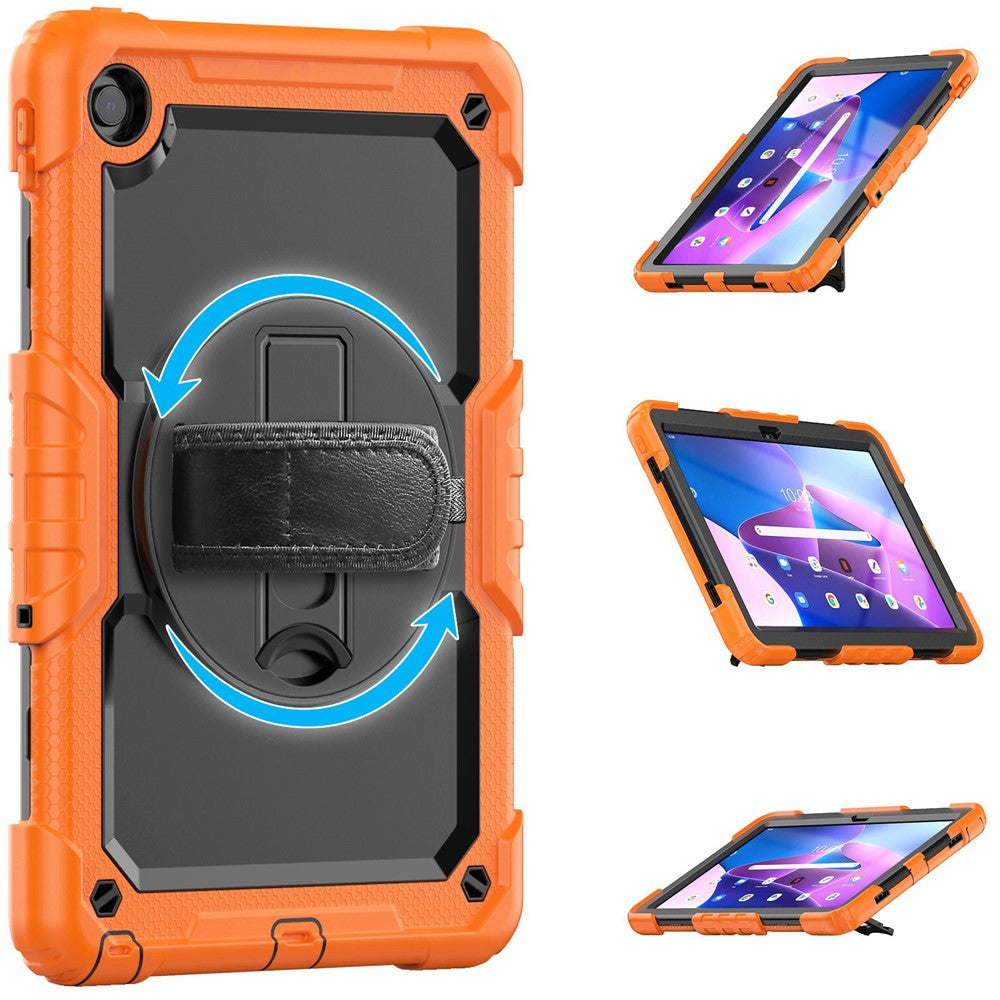 For Lenovo Tab M10 Plus (3rd Gen) / Xiaoxin Pad 2022 10.6 inch 125FU / 128FU Silicone+PC Protective Case with Shoulder Strap Anti-Scratch Cover Shockproof Portable Tablet Kickstand Case - Orange