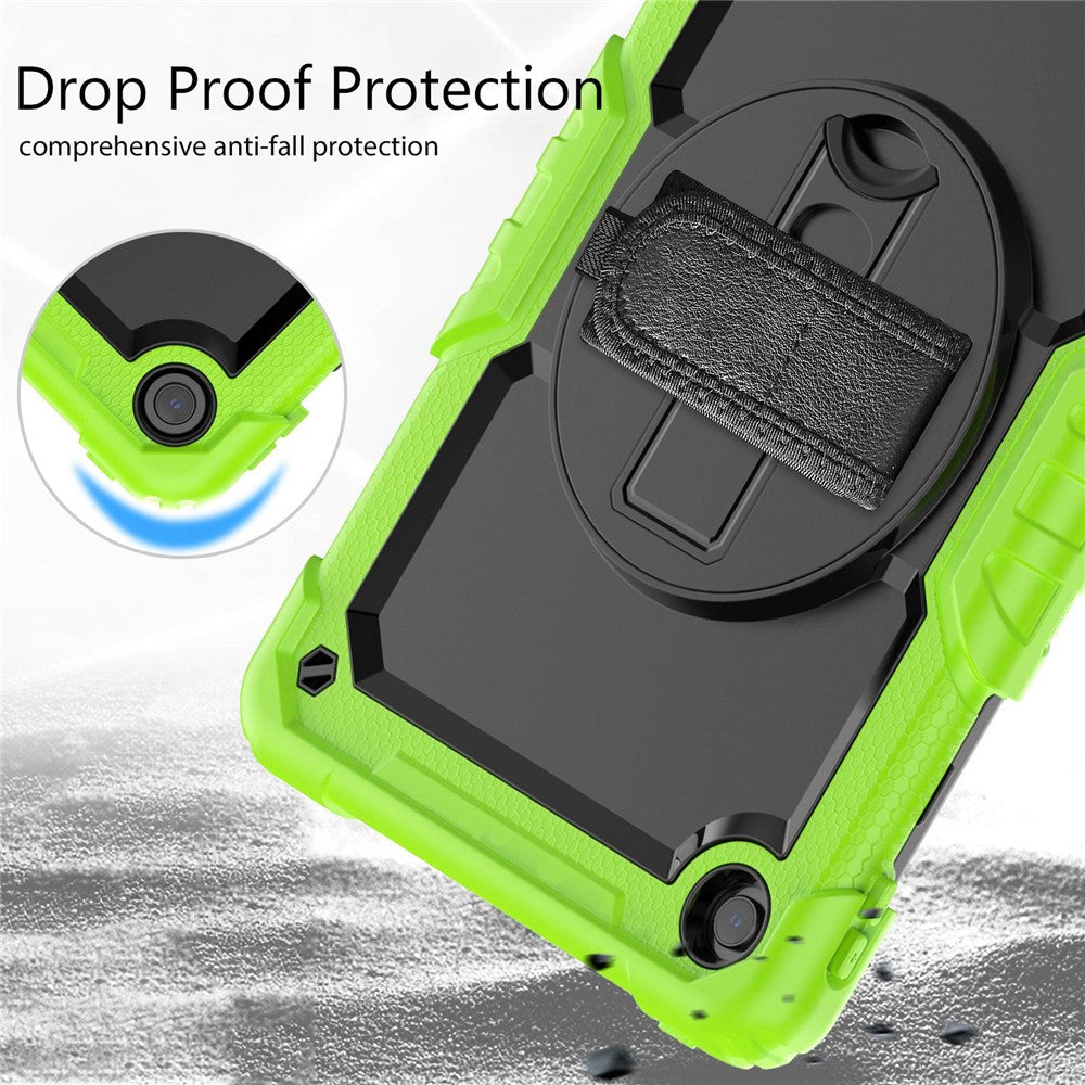 For Lenovo Tab M10 Plus (3rd Gen) / Xiaoxin Pad 2022 10.6 inch 125FU / 128FU Silicone+PC Protective Case with Shoulder Strap Anti-Scratch Cover Shockproof Portable Tablet Kickstand Case - Yellow Green