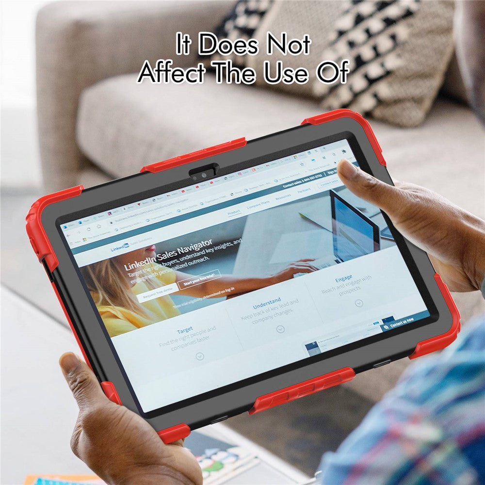 For Lenovo Tab M10 Plus (3rd Gen) / Xiaoxin Pad 2022 10.6 inch 125FU / 128FU Silicone+PC Protective Case with Shoulder Strap Anti-Scratch Cover Shockproof Portable Tablet Kickstand Case - Red