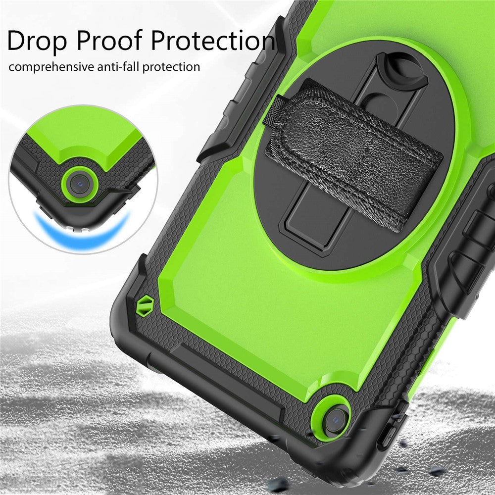 For Lenovo Tab M10 Plus (3rd Gen) / Xiaoxin Pad 2022 10.6 inch 125FU / 128FU Silicone+PC Protective Case with Shoulder Strap Anti-Scratch Cover Shockproof Portable Tablet Kickstand Case - Yellowgreen PC / Black