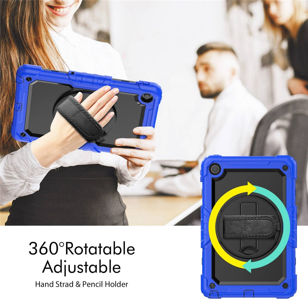 For Lenovo Tab M10 Plus (3rd Gen) / Xiaoxin Pad 2022 10.6 inch 125FU / 128FU Silicone+PC Protective Case with Shoulder Strap Anti-Scratch Cover Shockproof Portable Tablet Kickstand Case - Blue