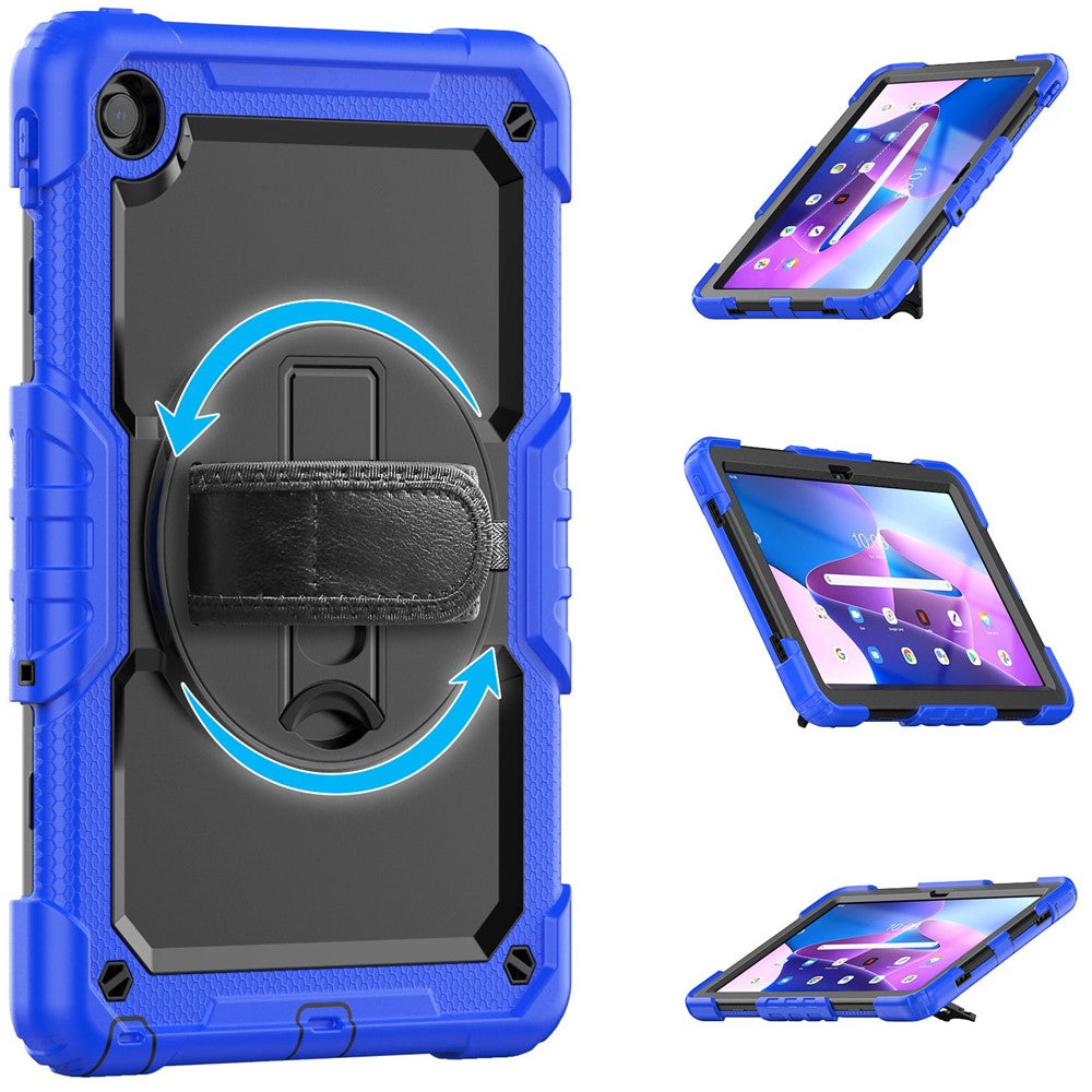 For Lenovo Tab M10 Plus (3rd Gen) / Xiaoxin Pad 2022 10.6 inch 125FU / 128FU Silicone+PC Protective Case with Shoulder Strap Anti-Scratch Cover Shockproof Portable Tablet Kickstand Case - Blue