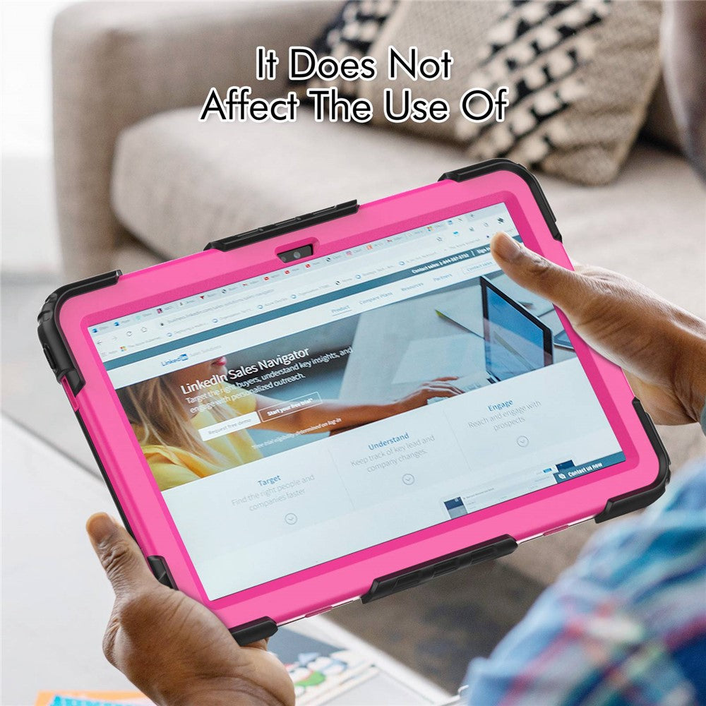 For Lenovo Tab M10 Plus (3rd Gen) / Xiaoxin Pad 2022 10.6 inch 125FU / 128FU Silicone+PC Protective Case with Shoulder Strap Anti-Scratch Cover Shockproof Portable Tablet Kickstand Case - Rose PC / Black