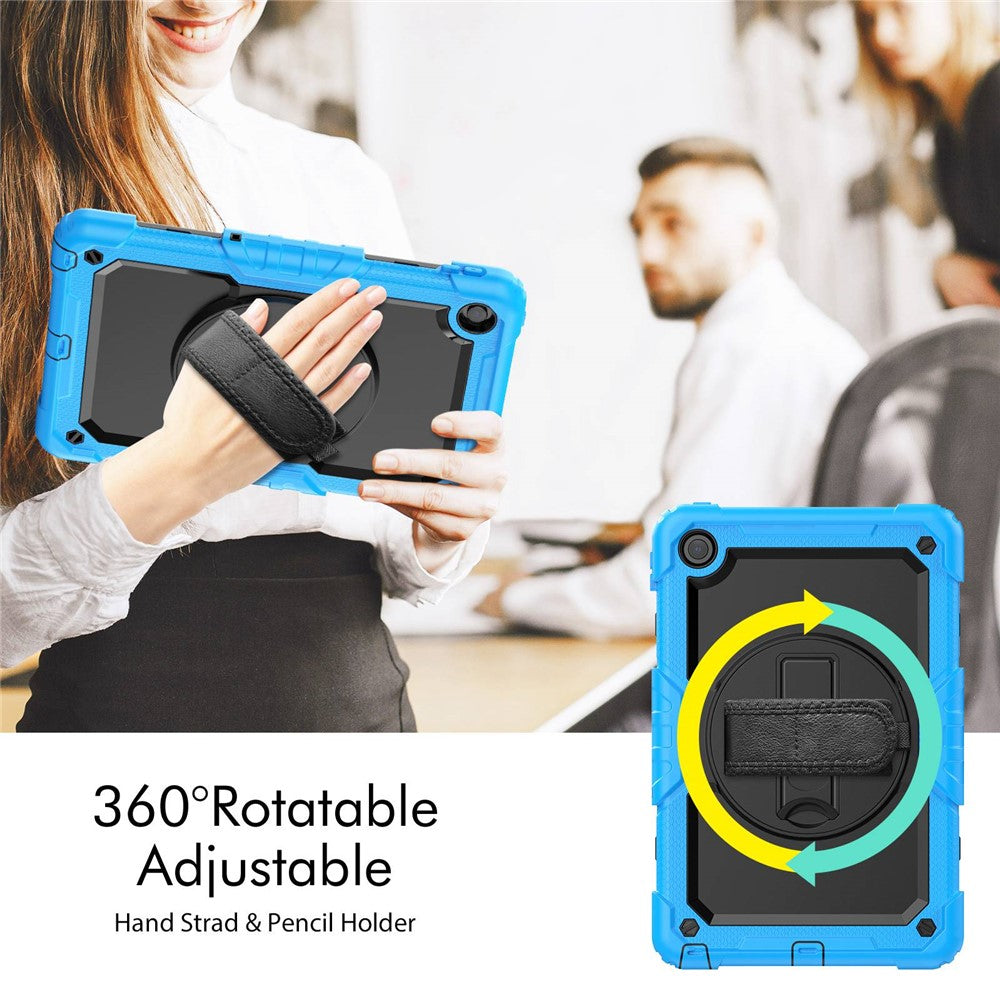 For Lenovo Tab M10 Plus (3rd Gen) / Xiaoxin Pad 2022 10.6 inch 125FU / 128FU Silicone+PC Protective Case with Shoulder Strap Anti-Scratch Cover Shockproof Portable Tablet Kickstand Case - Baby Blue