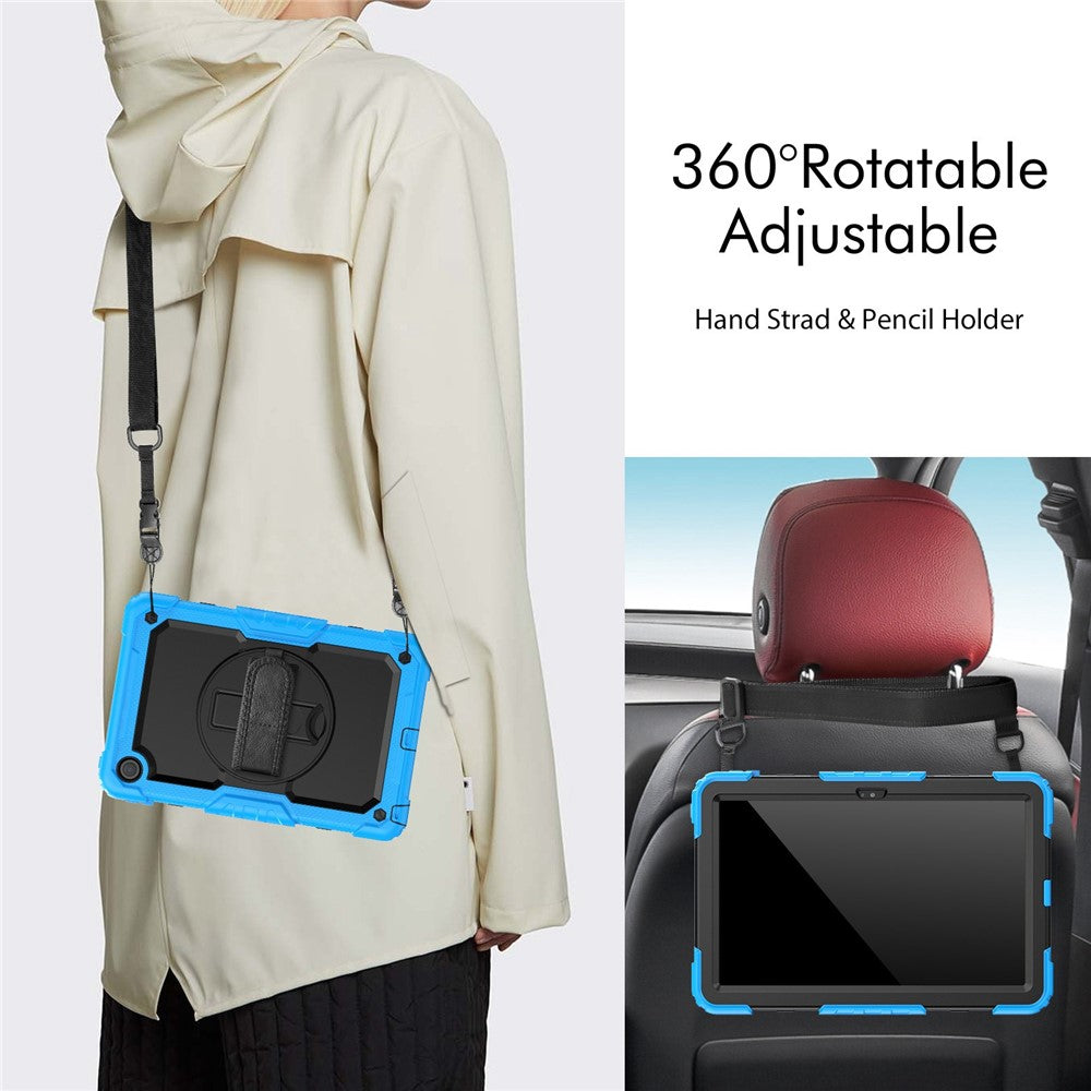 For Lenovo Tab M10 Plus (3rd Gen) / Xiaoxin Pad 2022 10.6 inch 125FU / 128FU Silicone+PC Protective Case with Shoulder Strap Anti-Scratch Cover Shockproof Portable Tablet Kickstand Case - Baby Blue