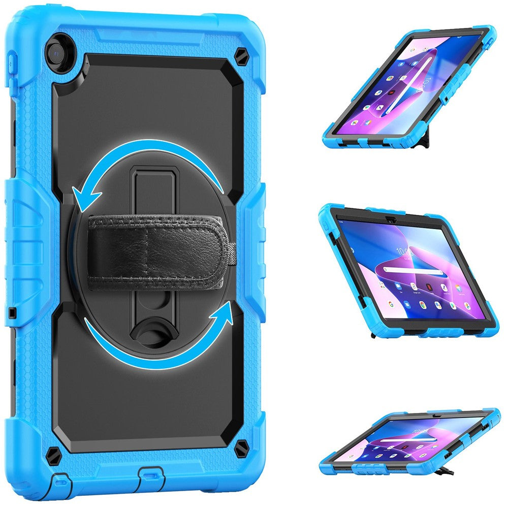 For Lenovo Tab M10 Plus (3rd Gen) / Xiaoxin Pad 2022 10.6 inch 125FU / 128FU Silicone+PC Protective Case with Shoulder Strap Anti-Scratch Cover Shockproof Portable Tablet Kickstand Case - Baby Blue