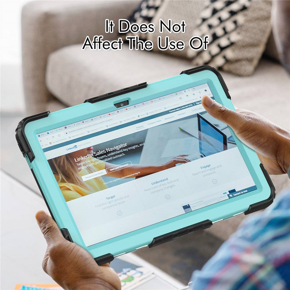 For Lenovo Tab M10 Plus (3rd Gen) / Xiaoxin Pad 2022 10.6 inch 125FU / 128FU Silicone+PC Protective Case with Shoulder Strap Anti-Scratch Cover Shockproof Portable Tablet Kickstand Case - Cyan PC / Black