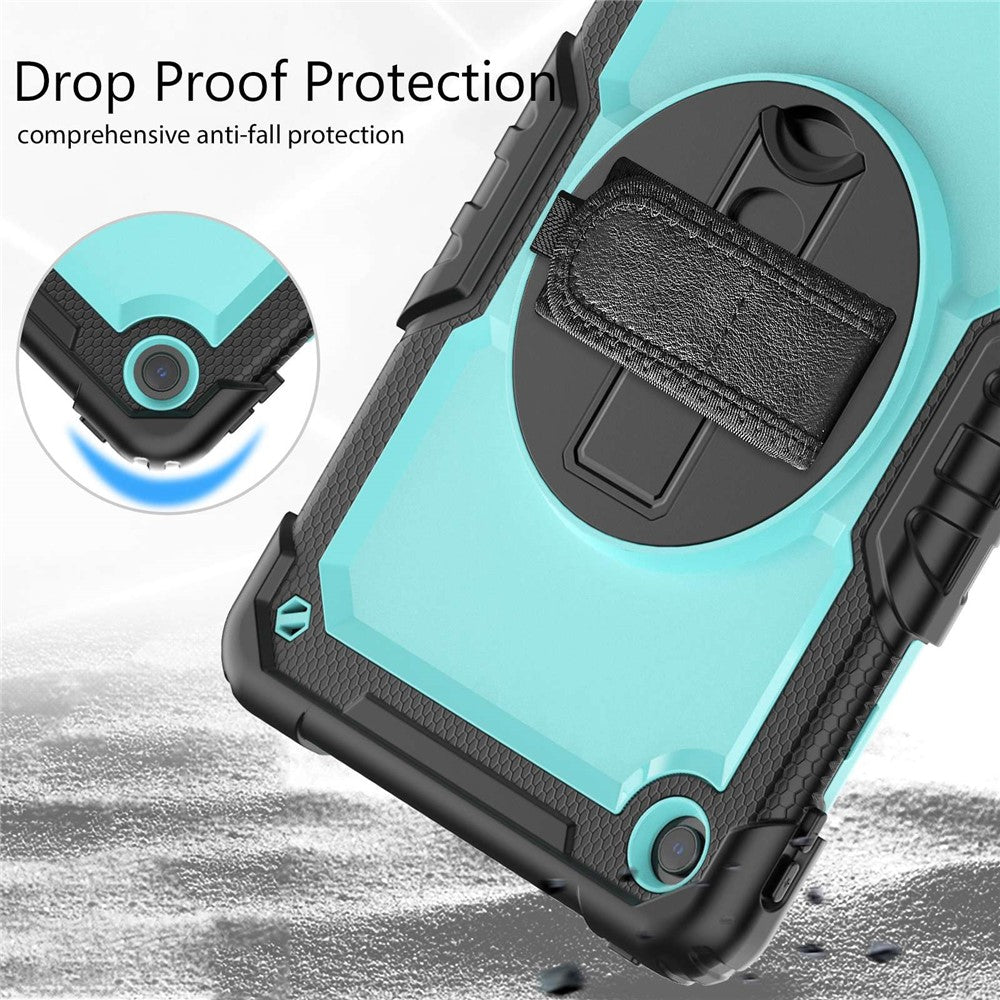 For Lenovo Tab M10 Plus (3rd Gen) / Xiaoxin Pad 2022 10.6 inch 125FU / 128FU Silicone+PC Protective Case with Shoulder Strap Anti-Scratch Cover Shockproof Portable Tablet Kickstand Case - Cyan PC / Black
