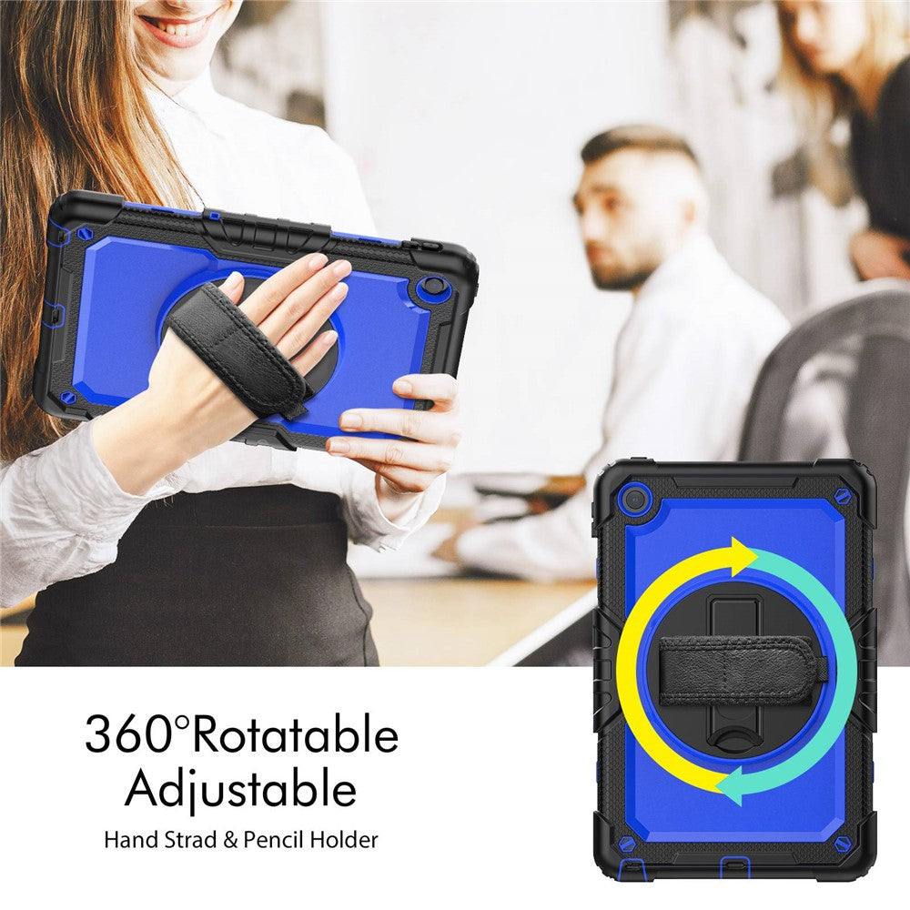 For Lenovo Tab M10 Plus (3rd Gen) / Xiaoxin Pad 2022 10.6 inch 125FU / 128FU Silicone+PC Protective Case with Shoulder Strap Anti-Scratch Cover Shockproof Portable Tablet Kickstand Case - Blue PC / Black