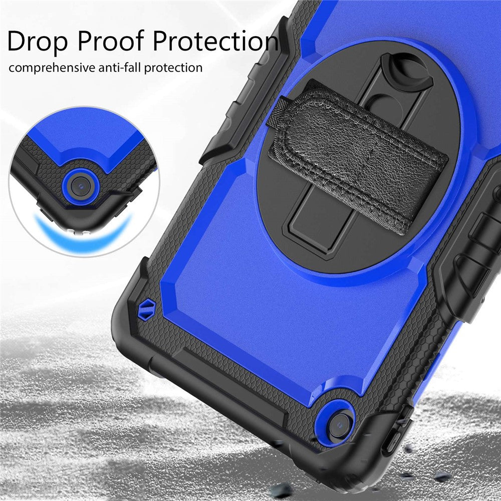 For Lenovo Tab M10 Plus (3rd Gen) / Xiaoxin Pad 2022 10.6 inch 125FU / 128FU Silicone+PC Protective Case with Shoulder Strap Anti-Scratch Cover Shockproof Portable Tablet Kickstand Case - Blue PC / Black