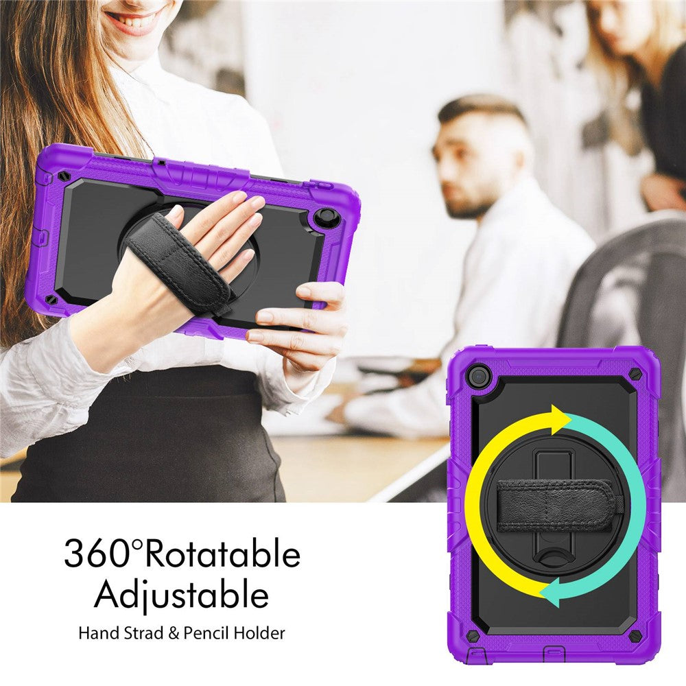 For Lenovo Tab M10 Plus (3rd Gen) / Xiaoxin Pad 2022 10.6 inch 125FU / 128FU Silicone+PC Protective Case with Shoulder Strap Anti-Scratch Cover Shockproof Portable Tablet Kickstand Case - Purple